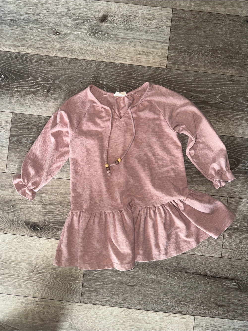Vignette size 4yr -Dusty Rose Ruffle Hem Dress